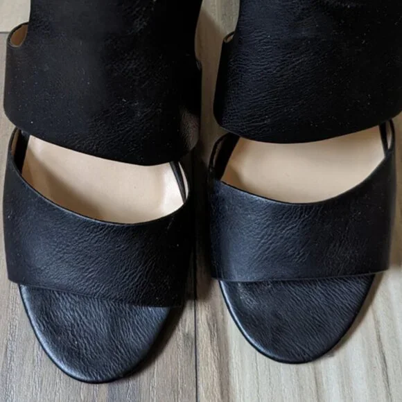 Primark Women's Blocked Heel Sandals Gold Buckle Black Strap 3 1/2” Heel… - Picture 7 of 14